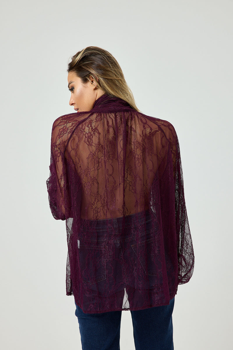 Camicia in pizzo bordeaux FEDERICA BI
