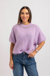Maglia in mohair colletto gioiello (due colori)