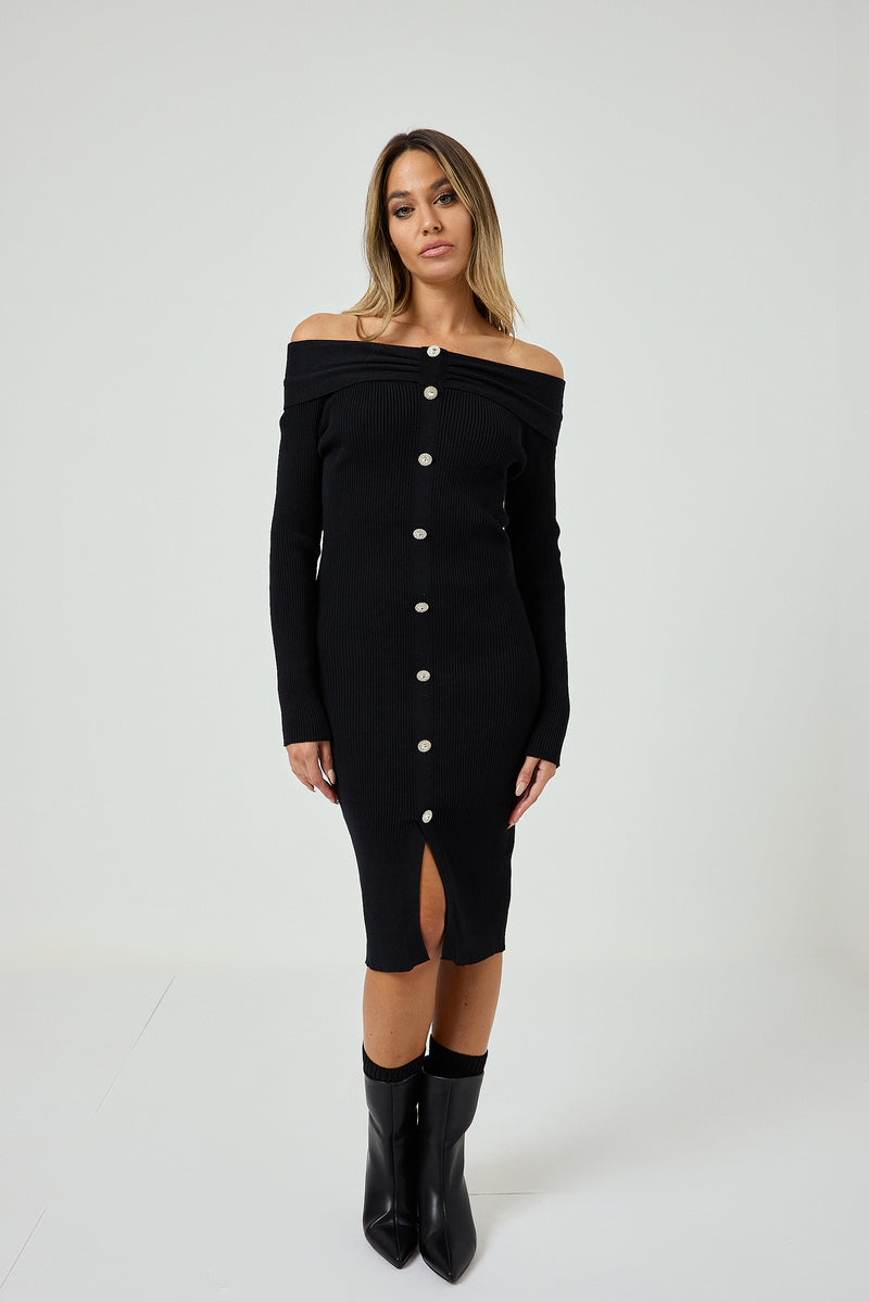 Abito bottoni gioiello FEDERICA BI ( due colori )