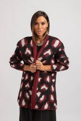 Cardigan animalier bordeaux FEDERICA BI
