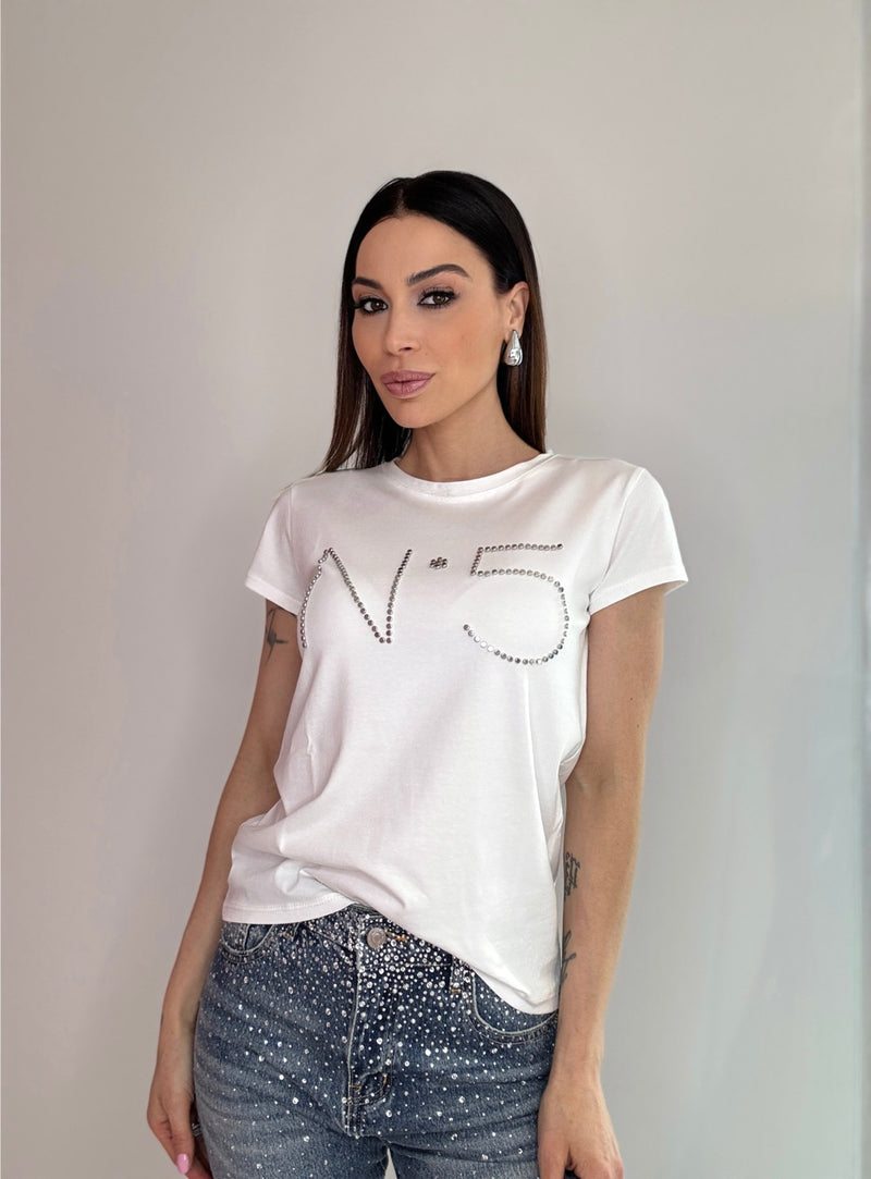 T-shirt in cotone N.5 bianca e nera FEDERICA BI