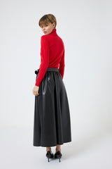 Gonna in ecopelle FEDERICA BI ( nera e bordeaux )