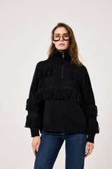 Cardigan con zip e frange FEDERICA BI ( vari colori )