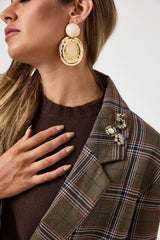 Blazer tartan con frange e spille gioiello FEDERICA BI