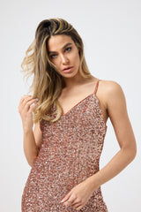 Abito in paillettes apricot FEDERICA BI