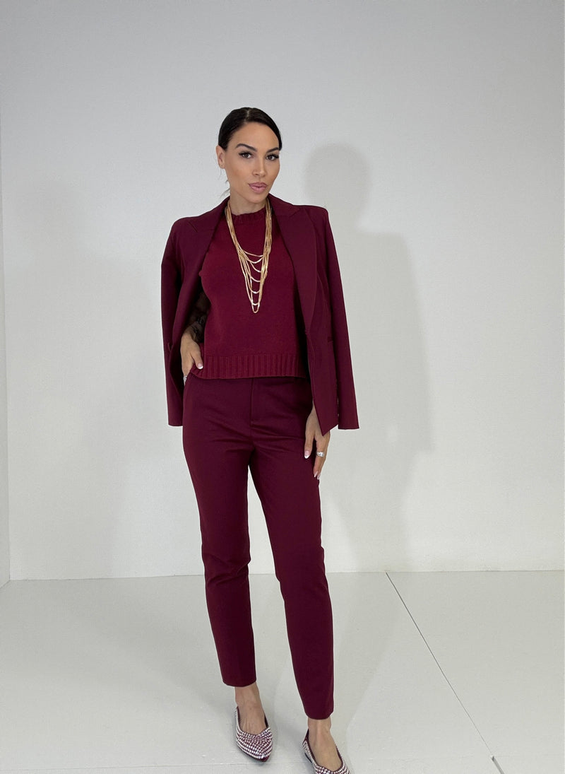 Pantalone in punto milano bordeaux FEDERICA BI