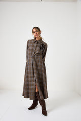 Abito tartan spilla fiore FEDERICA BI