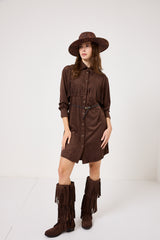 Abito in ecosuede marrone FEDERICA BI