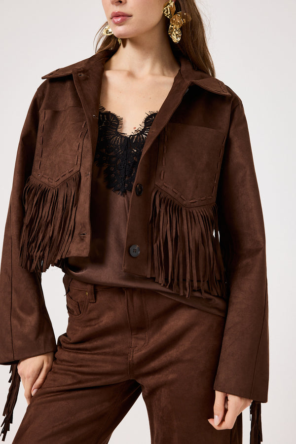 Giacca in ecosuede marrone FEDERICA BI