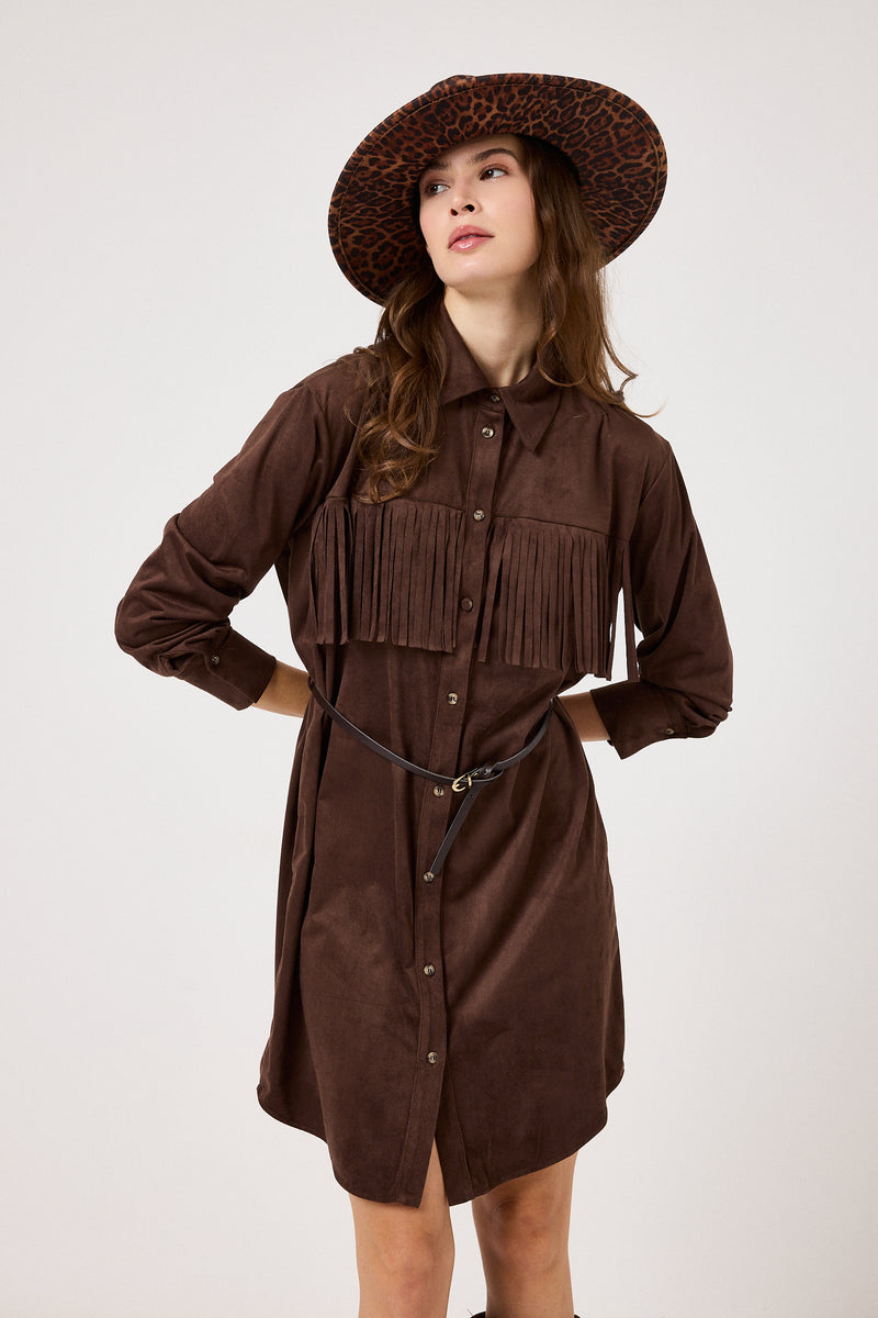 Abito in ecosuede marrone FEDERICA BI