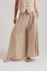 Pantalone in lino beige FEDERICA BI