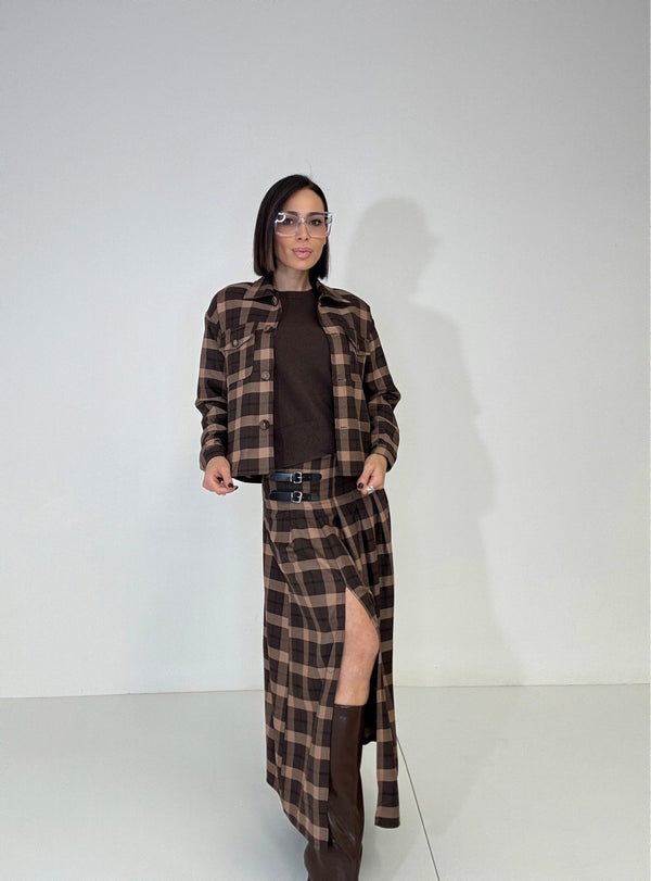 Gonna lunga tartan marrone FEDERICA BI