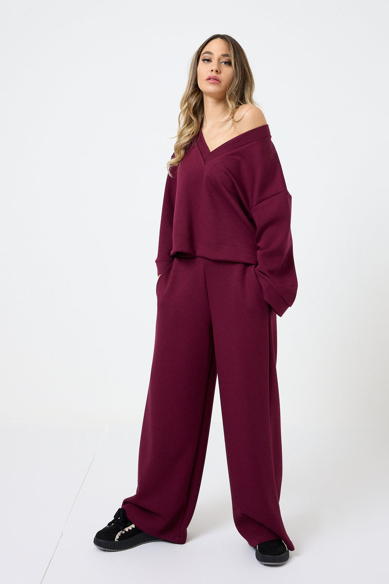 Completo tuta in punto Milano bordeaux FEDERICA BI