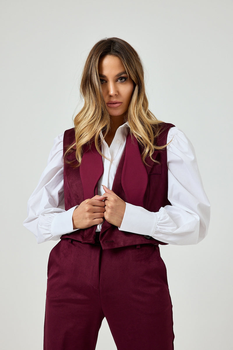 Gilet bordeaux in ecosuede FEDERICA BI