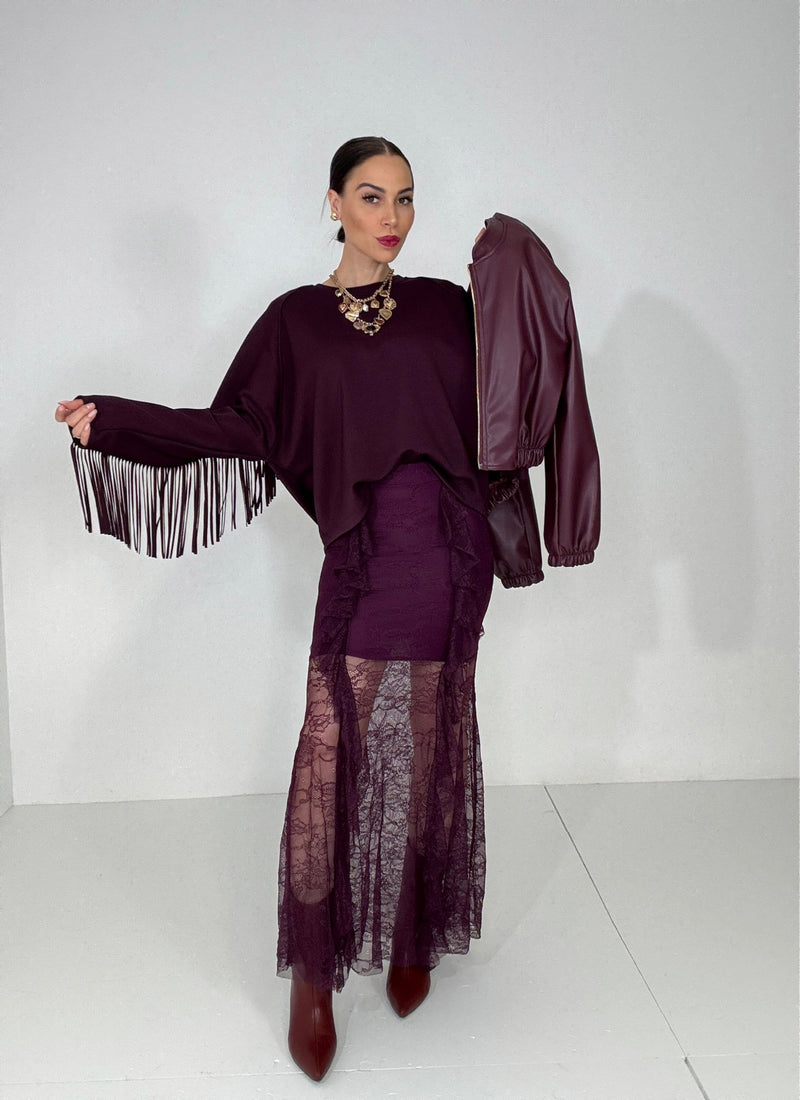 Gonna in pizzo bordeaux FEDERICA BI