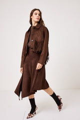 Gonna in ecosuede marrone FEDERICA BI