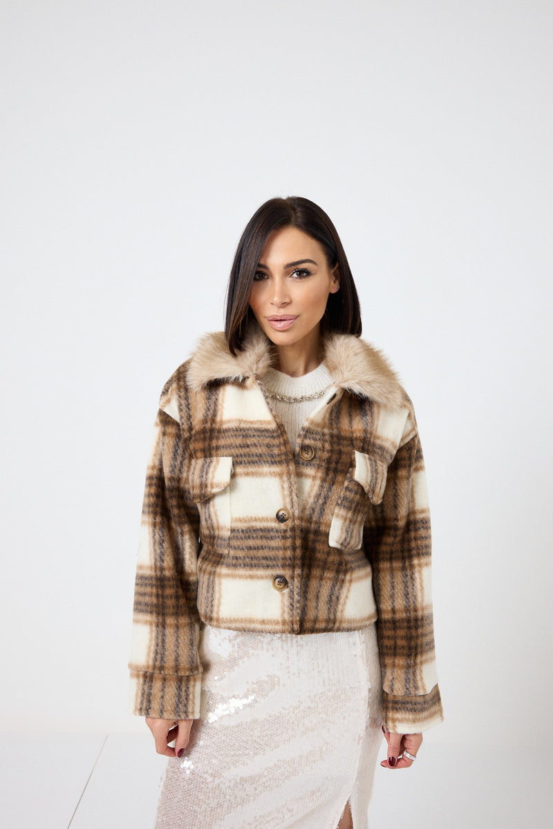 Giacca tartan beige FEDERICA BI