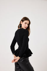 Maglia nera bottoni gioiello FEDERICA BI