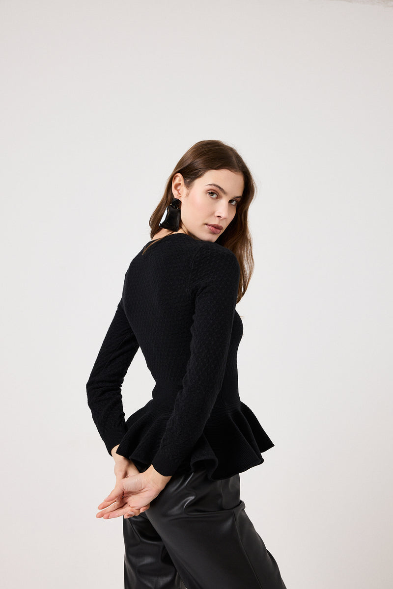 Maglia nera bottoni gioiello FEDERICA BI