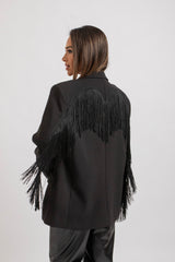 Blazer nero frange FEDERICA BI