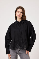 Camicia in cotone e pizzo FEDERICA BI ( bianca e nera )