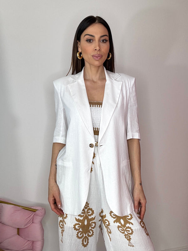 Blazer bianco in lino FEDERICA BI
