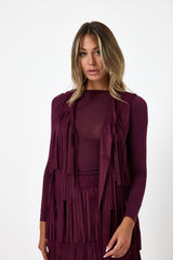Gilet bordeaux con frange in ecosuede FEDERICA BI