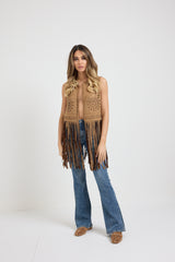 Gilet in suede frange FEDERICA BI