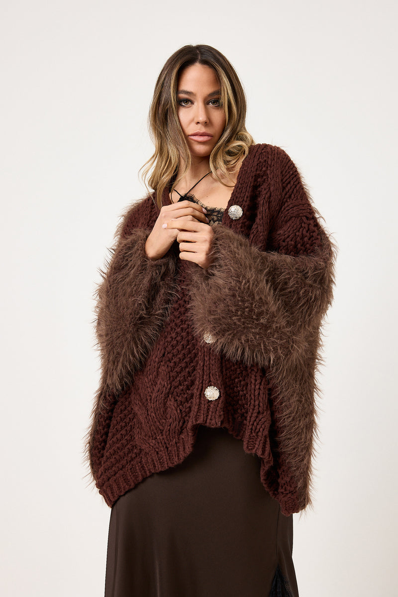 Cardigan treccia e ciniglia FEDERICA BI ( vari colori )