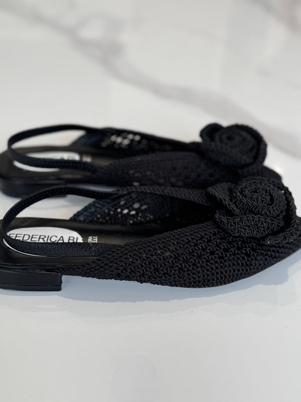 Slingback nera crochet FEDERICA BI
