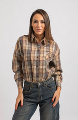 Camicia tartan cristallini e spilla FEDERICA BI