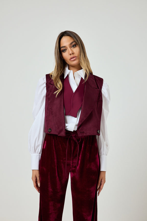 Gilet bordeaux in ecosuede FEDERICA BI