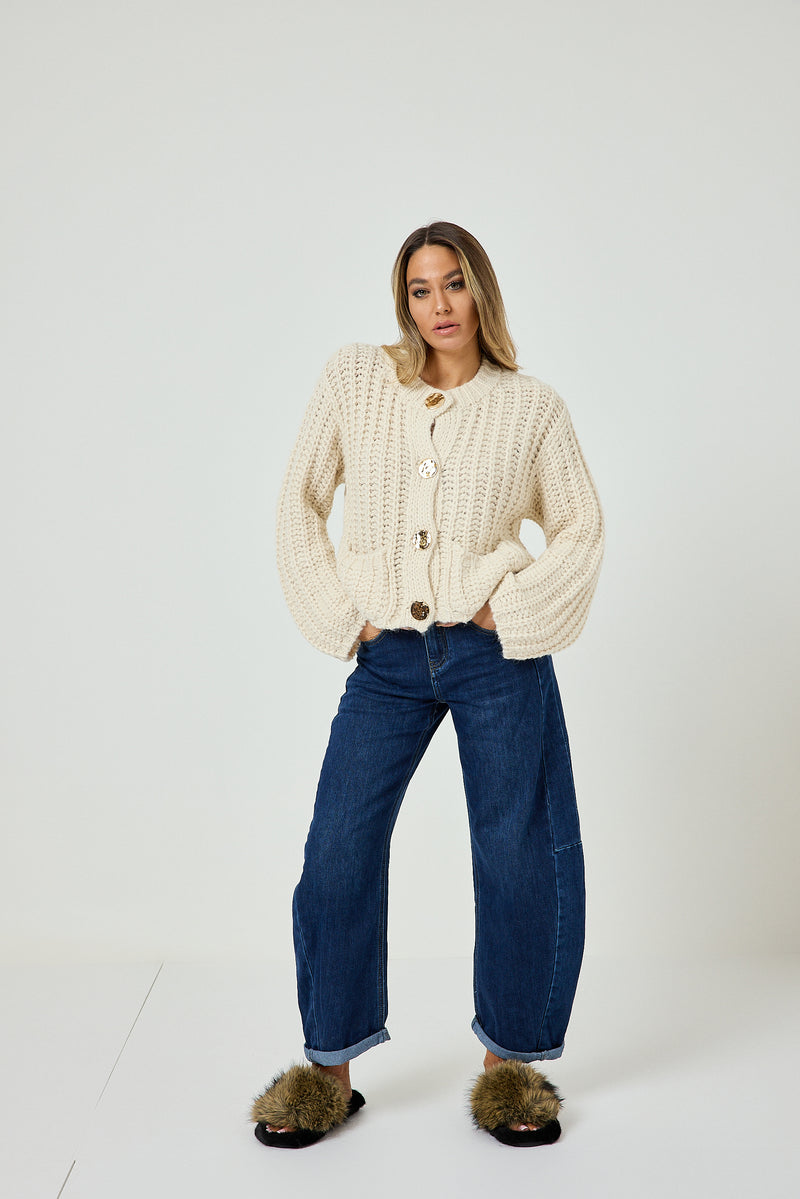 Cardigan bottone oro FEDERICA BI