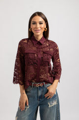 Camicia in pizzo FEDERICA BI bordeaux
