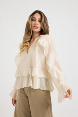 Camicia beige volant FEDERICA BI