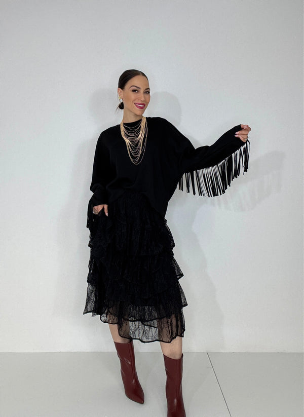 Gonna in pizzo nero FEDERICA BI