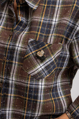 Camicia tartan moro cristallini e spilla FEDERICA BI