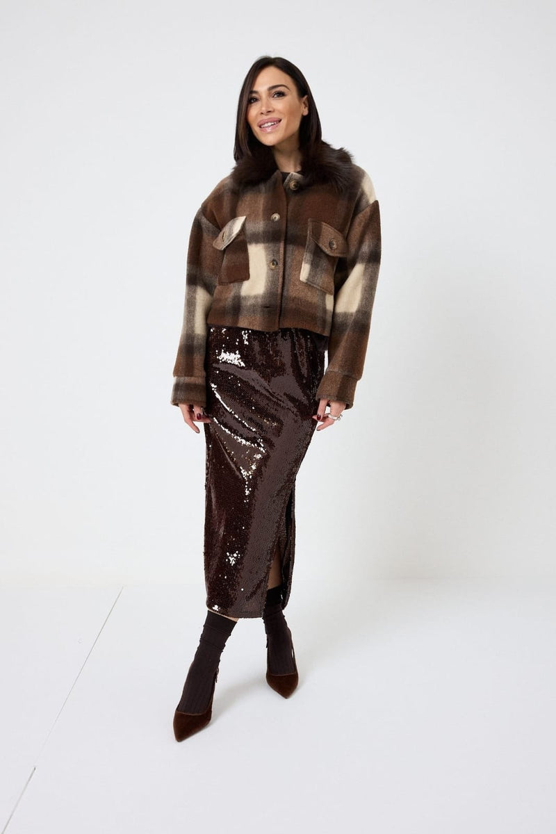 Giacca tartan marrone FEDERICA BI