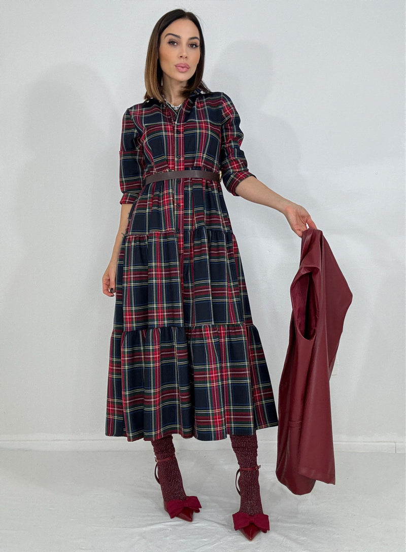 Abito tartan blu FEDERICA BI