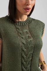 Gilet in maglia treccia FEDERICA BI (piu’ colori)