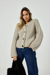 Cardigan bottone oro FEDERICA BI