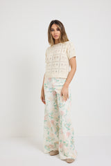 Denim palazzo floreale FEDERICA BI