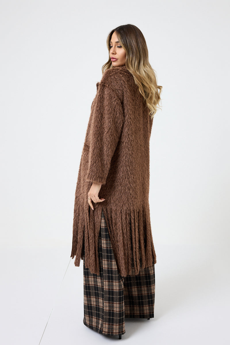 Cappotto lungo con frange FEDERICA BI ( due colori )