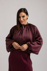 Giacchina FEDERICA BI in raso bordeaux