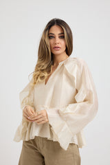 Camicia beige volant FEDERICA BI