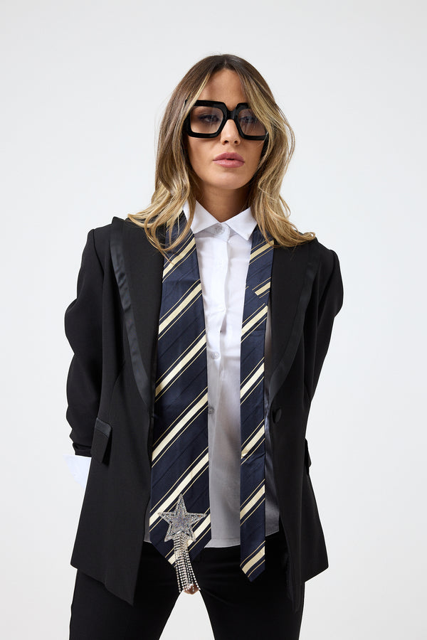Cravatta in seta riga FEDERICA BI