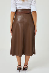 Gonna in similpelle marrone FEDERICA BI