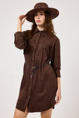 Abito in ecosuede marrone FEDERICA BI