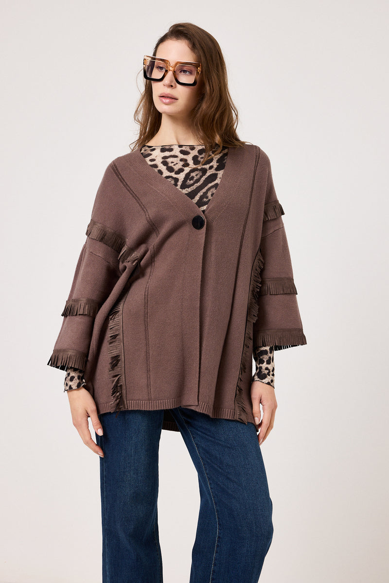 Cardigan frange in ecosuede FEDERICA BI