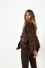 Cardigan marrone arricciato FEDERICA BI
